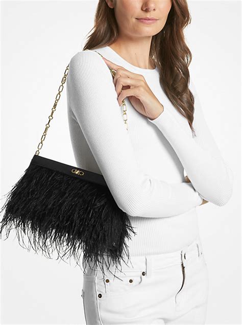 michael kors tabitha bag|Tabitha Large Feather Embellished Leather Clutch .